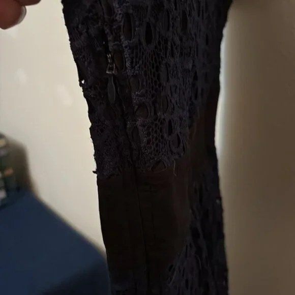 EShakti Women’s Navy Lace & Black smocked waist dress, pockets, Sz 12 - Picture 5 of 12